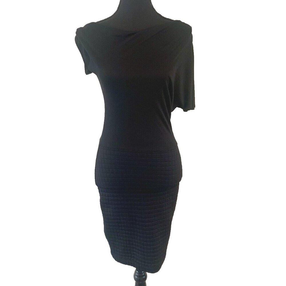!Reiss Black Asymmetrical Jersey Freda Dress Size 6